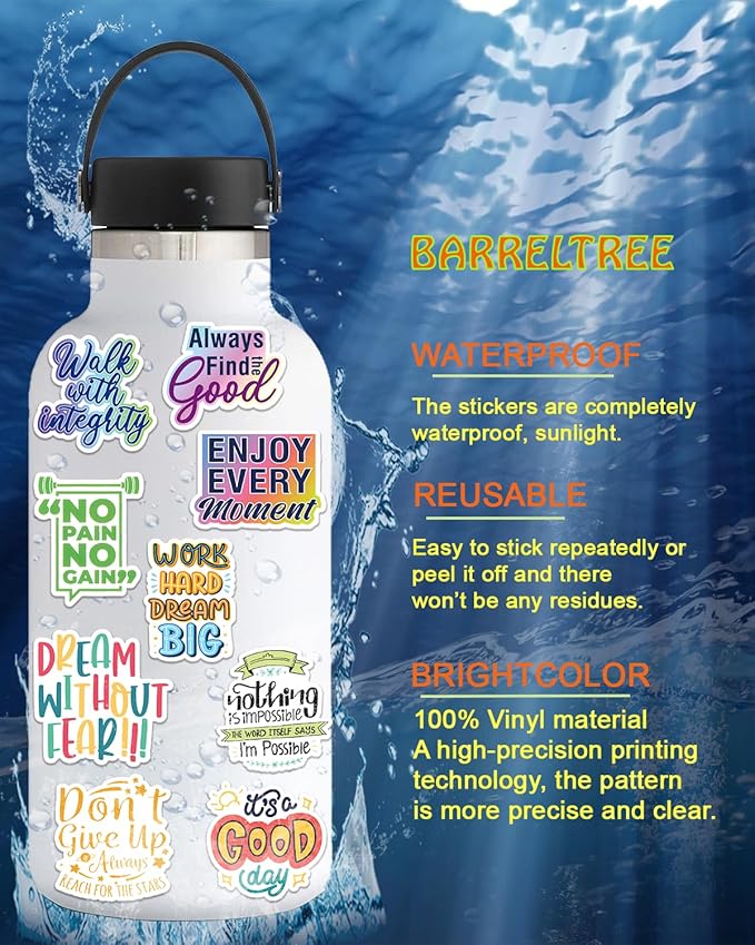300 PCS Motivational & Positive Affirmation Sticker Pack – Inspirational Vinyl Quote Stickers for Teens, Adults & Teachers | Waterproof Decals for Water Bottles, Laptops, Journals & Scrapbooks