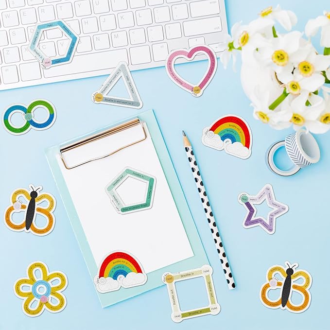 Crtiin 80 Pcs Anxiety Sensory Stickers with Inspirational Quotes Calm Textured Strips Relief Mental Health Stickers Office Adhesive Sensory Tape Anti Stress Toys for Adults(Lovely)