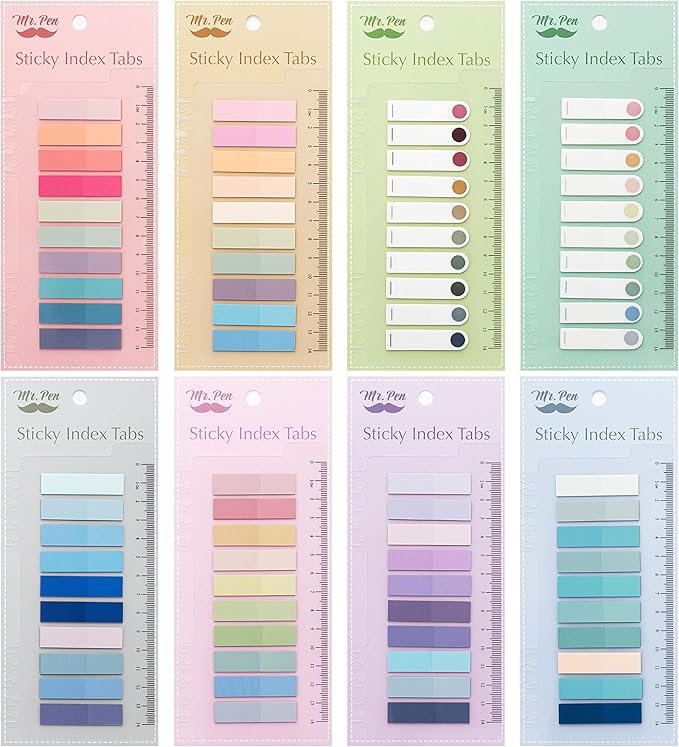 Mr. Pen- Colorful Sticky Tabs, 1600 Pcs, Transparent Page Markers, Annotating Book Tabs