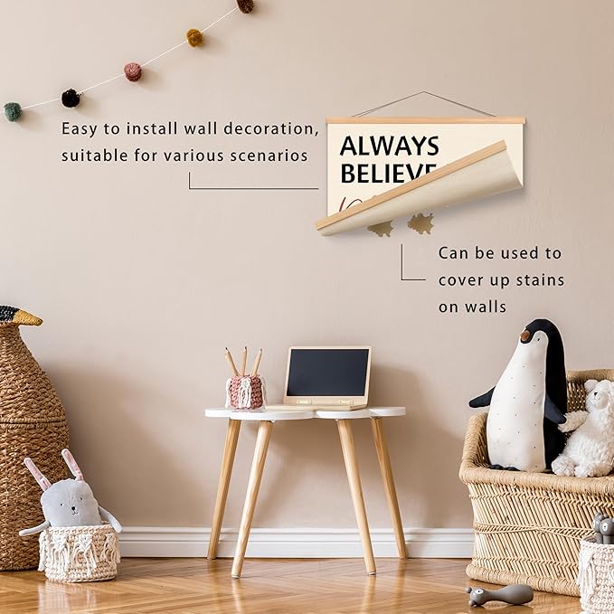 ROXMART Boho Mental Health Poster Hanger Frame, Inspirational Motivational Wall Decor, Always Believe in Yourself Positive Wall Art Prints Decor for Therapy Office Classroom, 12x16 Inch