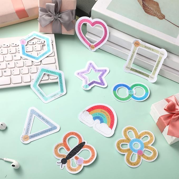 Crtiin 80 Pcs Anxiety Sensory Stickers with Inspirational Quotes Calm Textured Strips Relief Mental Health Stickers Office Adhesive Sensory Tape Anti Stress Toys for Adults(Lovely)