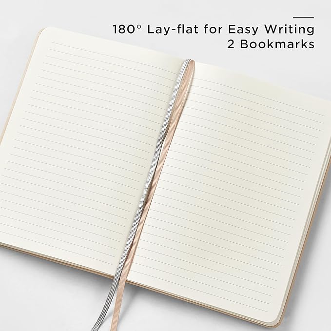 &And Per Se Lined Journal and Pen Set, A5 Leather Hardcover Notebook with Pen & Stationary Set, 160 Pages 100GSM Thick Ruled Paper Journal for Business Work Writing (Light Apricot)