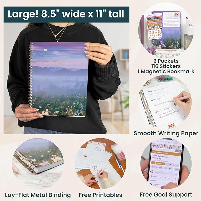 bloom daily planners 2026 Planner (January to December) - 8.5” x 11” Weekly & Monthly Dated Agenda Organizer Book with Stickers & Tabs - Flexible Soft Cover - Mystical Mountains