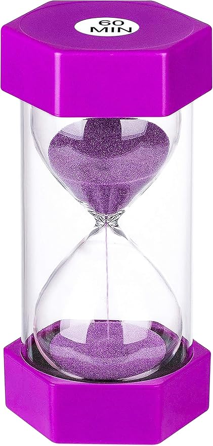 SuLiao Sand Timer 60 Minute Hourglass,Giant Purple Sand Clock,Reloj De Arena,Plastic Sand Watch 1 Hour Glass Colorful Sandglass Timer for Kids, Games, Classroom, Kitchen, Decor