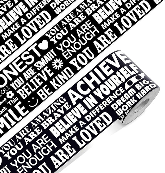 60 Feet Bulletin Board Borders, Encouraging Rolled Border Trim Back-to-School Bulletin Board Decoration, Walls, Desks, Windows, Doors, Chalkboards, Whiteboards Decors for School, Classroom & Offices