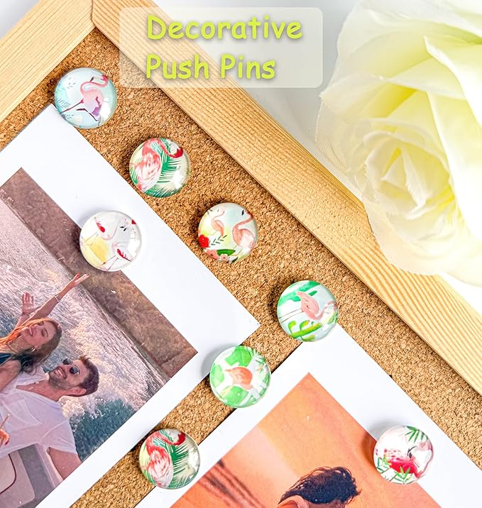 Push Pins for Bulletin Board-24Pcs Flamingo Thumb Tacks,Push Pins for Wall, Cork Board Thumbtacks, Cute Thumb Tack for Office Decorative,Aesthetic Office Supplies.