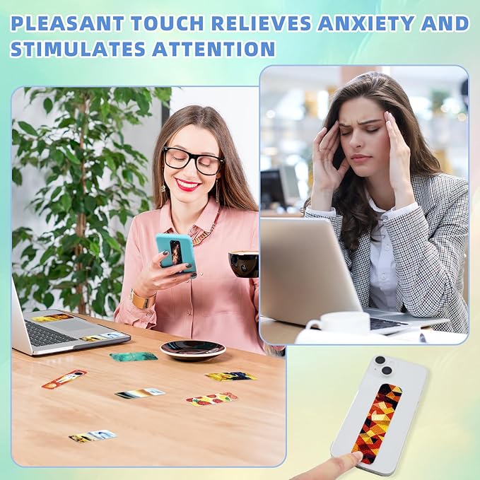 90PCS Sensory Stickers – 2 Textured Surface, Storage Box Included – Sensory & Calming Strips for Office, Classroom Desk, Teachers, Adult Stickers for Anxiety Relief, Stress (Colourful)