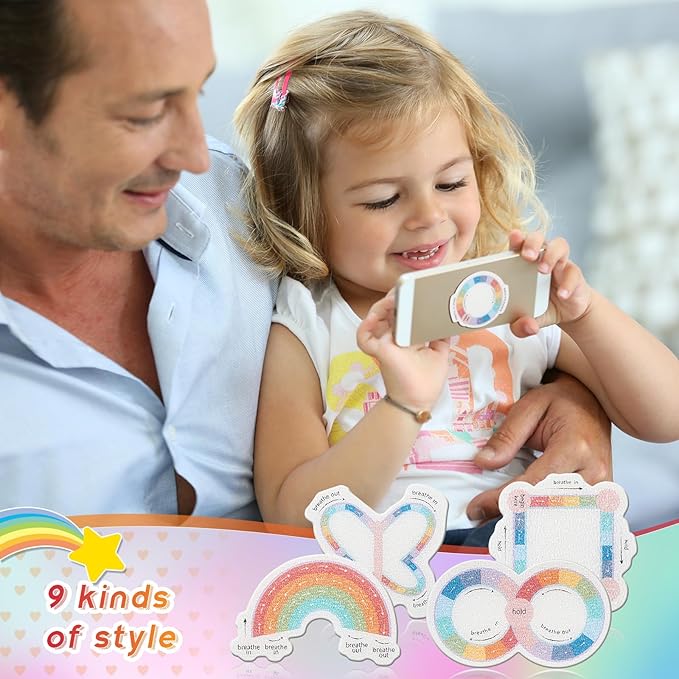 36 Pcs Anxiety Sensory Stickers Strips Adhesive Textured Mental Health Calm Stickers Mindfulness Fidget Decals Stress Anxiety Relief Items for Therapy Office Desk(Breath Style)