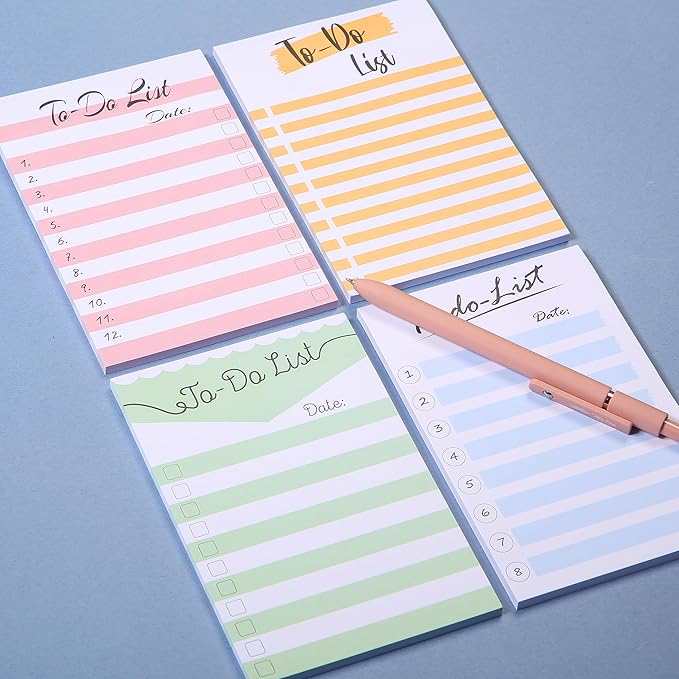 Mr. Pen- to Do List Sticky Notes, 4” x 6”, 4 Pads, 200 Sheets, Self Adhesive Memo Sticky Notes Notepad, Daily to Do Note Pad for Home, Office, School, Planner, Reminder, Supplies