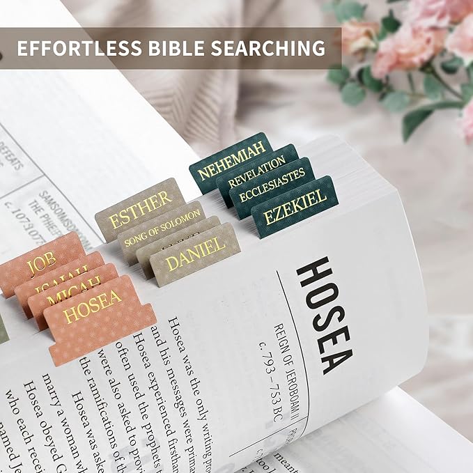 Bible Tabs for Women & Men, Laminated Bible Tabs for Study Bible, Large Print Neutral Bible Tabs for Easy Navigation, Bible Index Tabs, 66 Tabs Old & New Testament, Extra 9 Blank Tabs - Starry