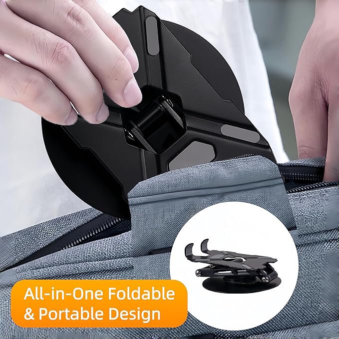 All-Metal Cell Phone Stand 360° Rotatable & Height Adjustable - 25KG Super Load-Bearing, Foldable Desk Stand for Phone & Tablet, Compatible with iPhone 17/16/15/14, Nintendo Switch, Black