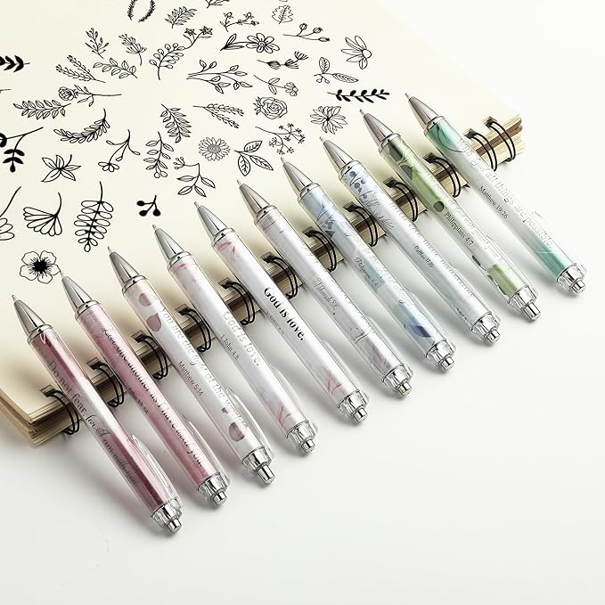 Mr. Pen- Christian Pen Set, 50 Pack, Floral, Black Ink, Bible Verse Pens Bulk, for Women Men