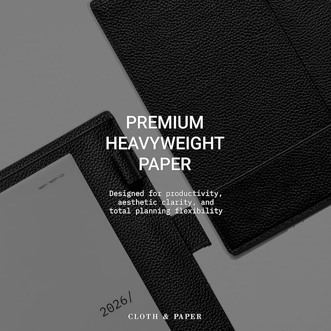 Cloth & Paper 2026 Front & Monthly Vellum Planner Dashboard Overlays | A5 Size 5.8 x 8.3 Inches | 13-Piece Set for 6-Ring A5 Planners, Undated, Transparent Heavyweight Paper, Pre-Punched