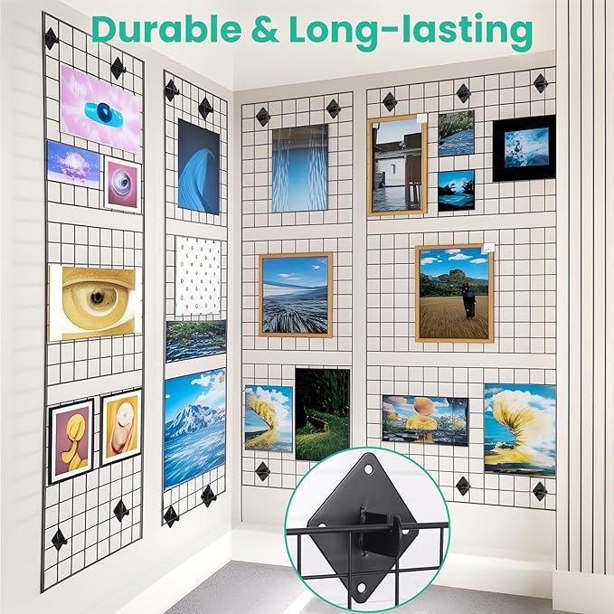 20 Pcs Gridwall Mount Brackets,Metal Grid Panel Wall Mount Bracket,Grid Wall Accessory for Grid Panels Warehouse Office Cloakroom Retail Display Wall