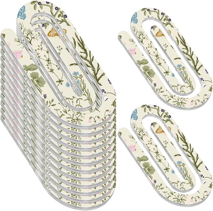 Tinlade 12 Pcs Spring Wildflower Jumbo Acrylic Paper Clips 4 x 2 Inch Cute Giant Retro Flower Plant Paperclips for Teachers Students Classroom Office Bookmark Gift Home Desk Accessories Book Lovers