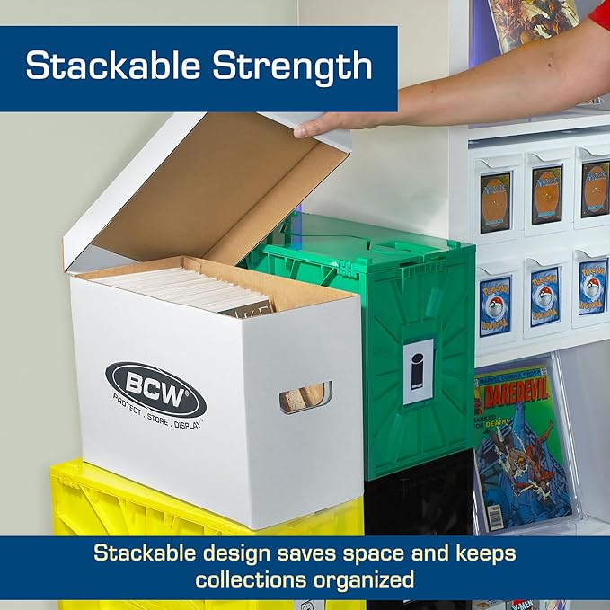 BCW Short Comic Storage Box - 5 Pack | Holds 150-175 Current/Silver Age Comics | Stackable, Durable 200 lb. Strength