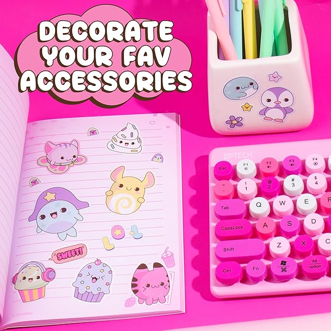 Just My Style 1500+ Cute Kawaii Stickers, 43-Page Book for Scrapbooks, Planners, Features Letter, Happy Planner, Laptop, Water Bottle Stickers for Kids Teens Adults