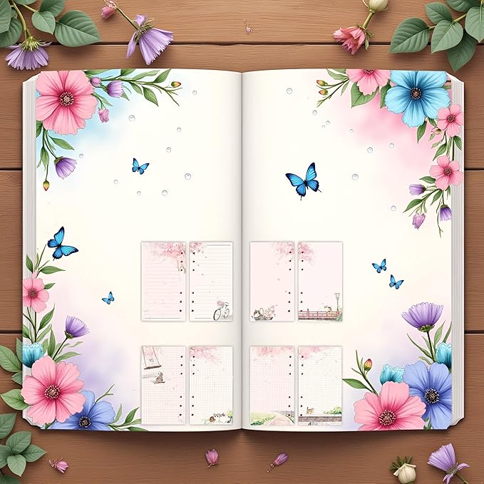A6 Pink Refill Paper,80 Sheets Loose Leaf Inserts Paper Notebook Binder Line Pages,6 Hole Refill Notebook Blank for 6 Ring Refillable Binder Planner Journal