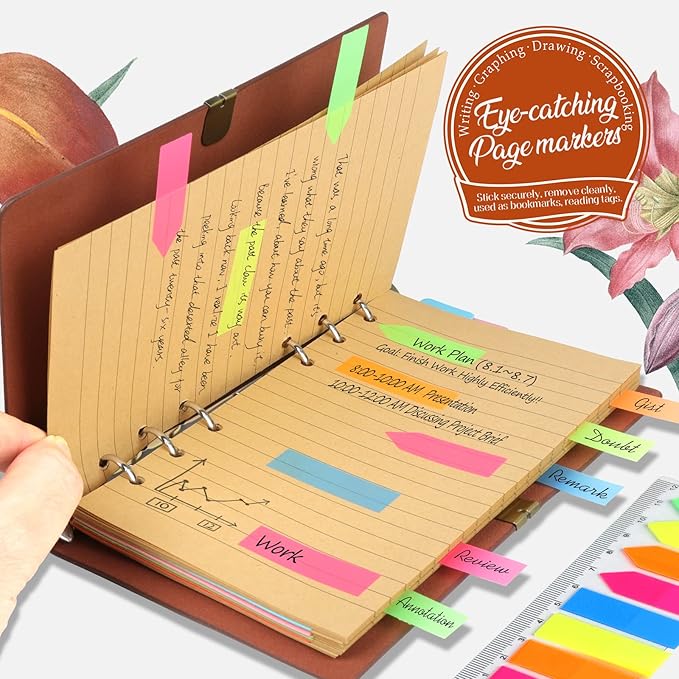 LEOBRO A6 Refill Paper, 3 Pack 45PCS Loose Leaf Lined Paper for A6 Binder Journal Notebook, Planner Inserts, with Binder Pocket, for Stationery