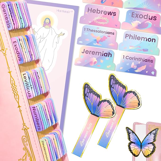Bible Tabs, Rainbow II Bible Tabs for Women, Laminated, Large Print, Christian Gifts