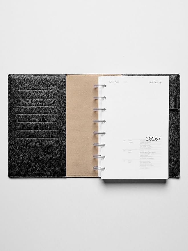 Cloth & Paper 2026 Front & Monthly Vellum Planner Dashboard Overlays | Half Letter Size 5.5 x 8.5 Inches | 13-Piece Set for 8-Disc Planners, Undated, Transparent Heavyweight Paper, Pre-Punched