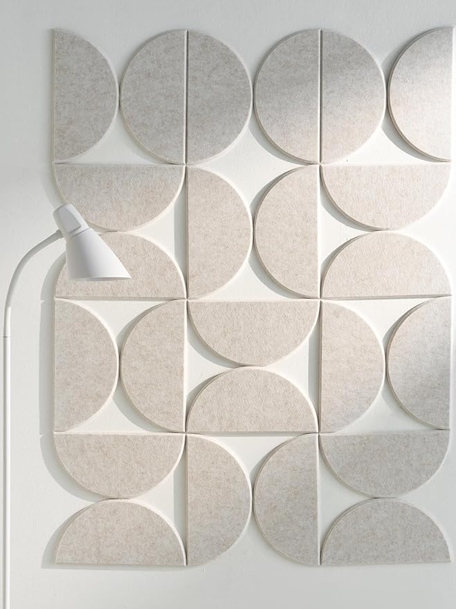 Large Bulletin Board Kit 48x36- Minimalist Wall Art to Replace Your Old Cork Boards for Walls for Office Decor - 24-Pack Semi-Circle Felt Wall Tiles for Home Office Décor (Limestone)