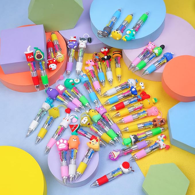40Pcs Mini Multicolor Pens in One 4-in-1 Cute Pens Bulk for Kids, Ballpoint Pen for Birthdays and Children's Parties, Fun Gifts Assorted Ink Kawaii Pen