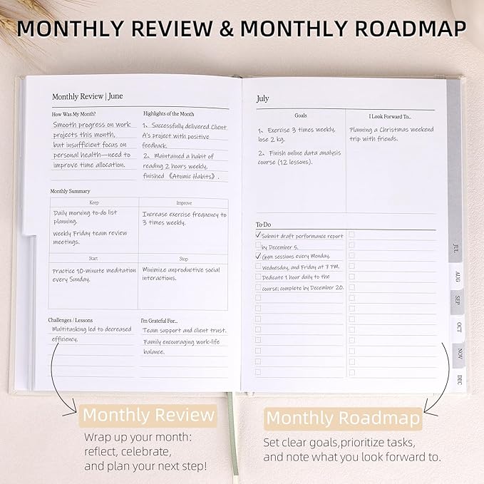 2026 Planner - Weekly and Monthly Planner, January 2026 - December 2026, Linen Hardcover, 2026 Calendar Planner Book with Tabs, Aesthetic, Perfect for Office Home School Supplies (Beige, A5)