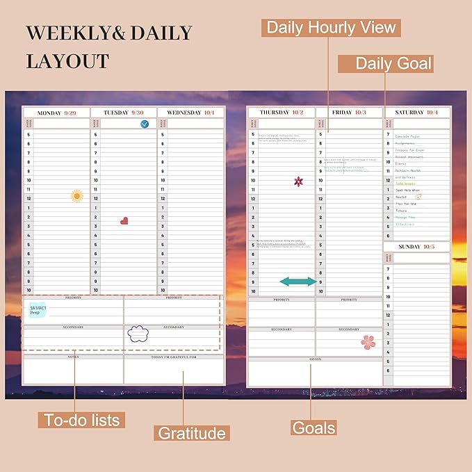 CAGIE 2026 Planner Oct 2025-Dec 2026 Hourly Daily 2025-2026 Weekly Monthly Planners for Women 25-26 Day Hardcover Calendar Agenda with Stickers, 8.5 x 11