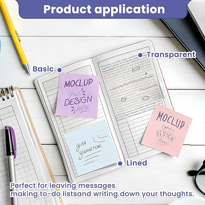 3x3 Inches Sticky Notes Variety Pack, 18 Pads Self Stick Notes, 50 Sheets/Pad, Included 8 Blank Pads, 6 Lined Pads and 4 Transparent Sticky Notes, 900 Total Sheets