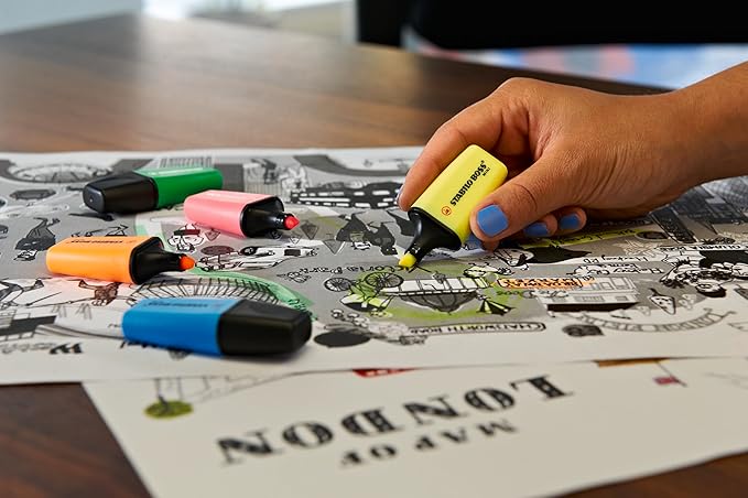 STABILO BOSS Mini Highlighter Set, 3-Color, Yellow, Orange, and Green
