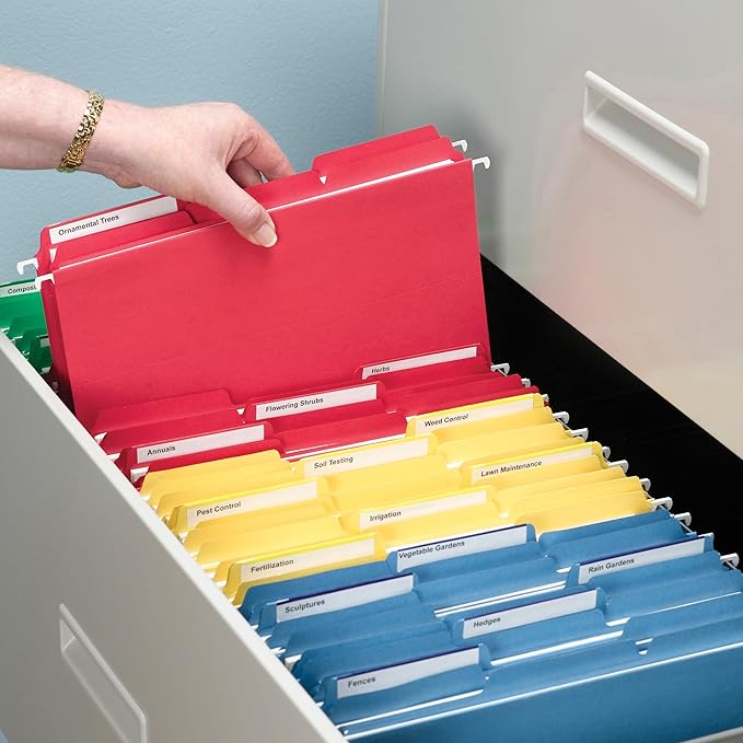 Smead File Folder, 1/3-Cut Tab, Assorted Positions, Letter Size, Red, 100 per Box (12743)