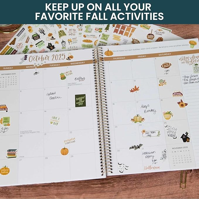 bloom daily planners Fall Expansion Sticker Pack - 8 Sheets / 411 Stickers - Autumn Harvest Variety Pack with Halloween & Thanksgiving - Planner Stickers for Calendar Decorating & Scrapbooking