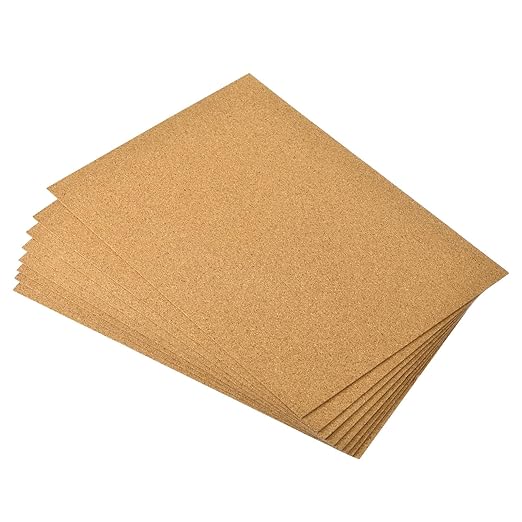uxcell 8pcs 8.3" x 11.8" Self Adhesive Cork Sheets 1mm Thick A4 Rectangle Cork Table Mat Cup Backing Coaster Cork Board Wall Tiles