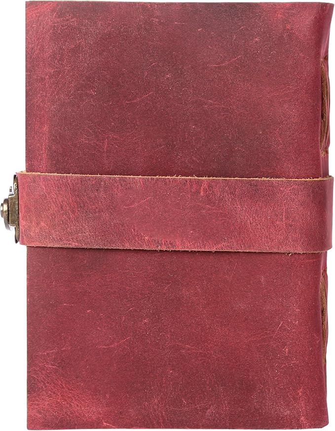 Vintage Leather Journal Handmade Buffalo Deckle Edge Paper – Leather Bound Journal for Women Men Vintage C-Lock Closure Ideal for Writing & Travel for Artists