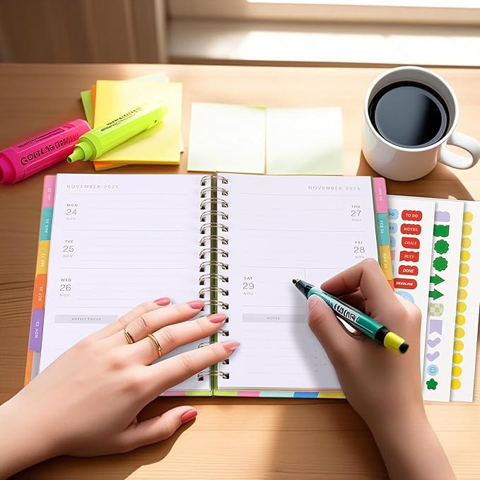 And Per Se Student Planner 2025-2026, Academic Planner July 2025 - June 2026, 8.5" × 6.2", Weekly & Monthly Lesson Plan for Students with Colorful Tabs & Stickers (Stripe)