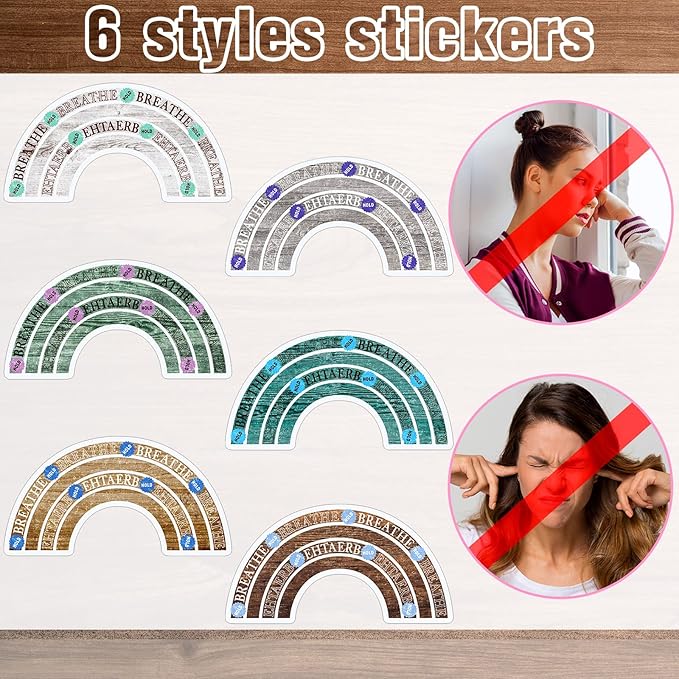 36 Pcs Sensory Strips Infinity Rainbow Anxiety Mindfulness Stickers Adults Stress Breathing Stickers Fidget Adhesives Rough Textured Tape for Classroom Desk Office Computer(Wood)