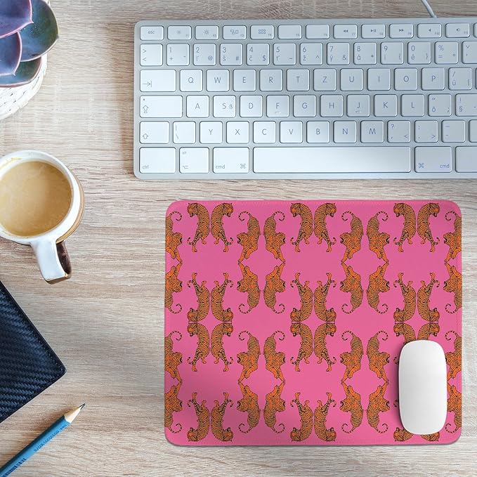Cheetah Desk Mat,Girly Pink Mouse Pad,Leopard Mouse Pad for Girls Dorm Home Office Decor,Pink Tiger Mouse Pads,10.2x8.2Inch