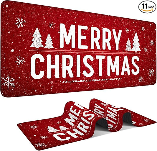Merry Christmas Extended Gaming Mouse Pad 35.4x15.7Inch Large Desk Mat Anti-Slip Rubber Base & Durable Stitched Edges for Gamers Smooth Mouse Writing Surface for Desk Office/Home