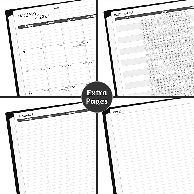 Monthly Planner 2026-2028, 36 Months Calendar Planner 2026-2028 from Jan 2026 – Dec 2028, 8.5'' x 11'' with Ruled Spread, Flexible Cover, Spiral Wirebound, Pocket, Coated Tabs, Notes ＆ Habit Tracker