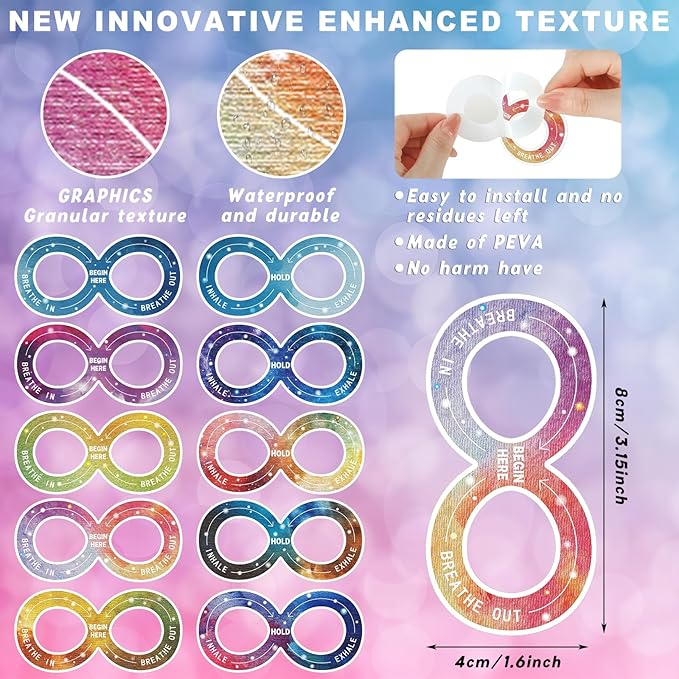 Crtiin 80 Pcs Anxiety Sensory Stickers with Inspirational Quotes Calm Textured Relief Mental Health Stickers Office Adhesive Sensory Tape Anti Stress for Adults(Novelty)