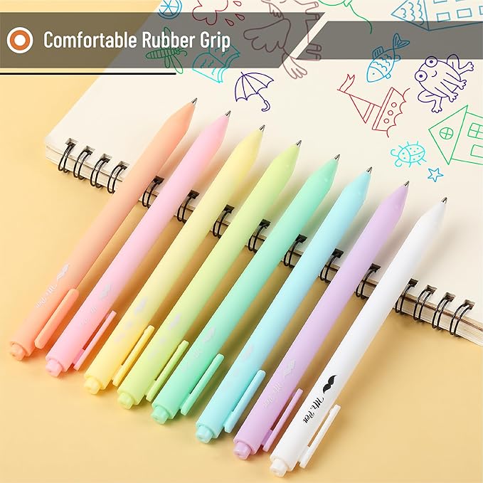 Mr. Pen- Retractable Gel Pens, 8 Pack, Color Ink Gel Pens Fine Point, Macaron Pastel Colors, 0.7mm Gel Pens Fine Point, Retractable Pens, Cute Pens, Aesthetic Pens for Journaling Fine Tip Pens
