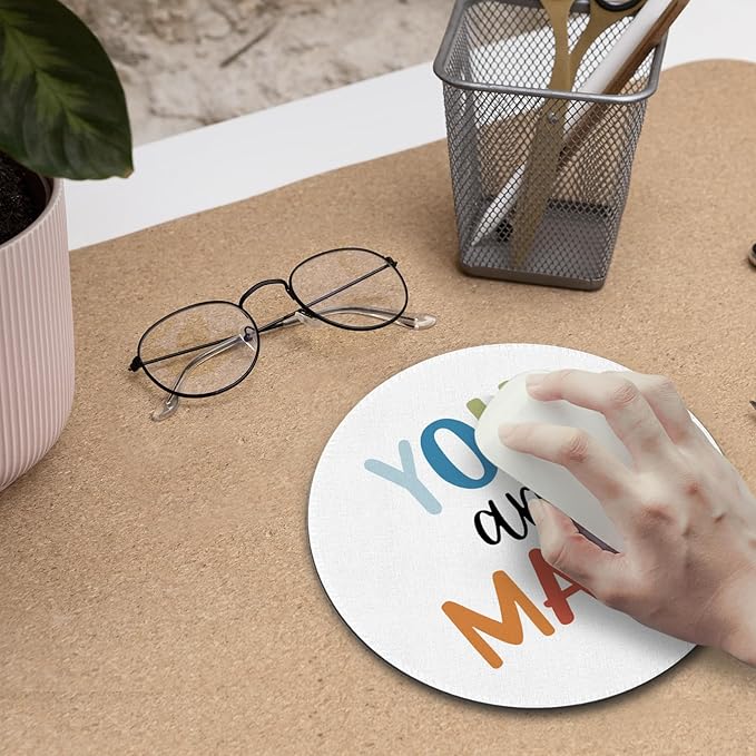 Boho Inspirational You are Magic Mouse Pad,Mouse Pads Mousepad for Desk Home Office Dorm Computers Laptop, Modern Boho Positive Office Supplies Desk Accessories, 7.9x7.9 Inch