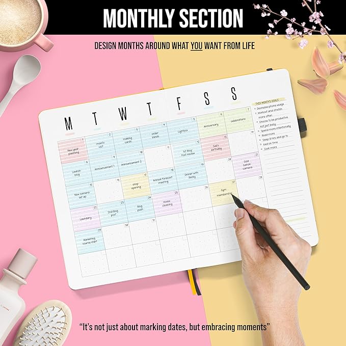 Daily Planner 2026 (Undated) | A5 Dotcross | Your All in One Day Organizer, At A Glance Weekly Agenda, Yearly Calendar Book | Planners for Personal, Professional, Academic & Work Goals and Schedule
