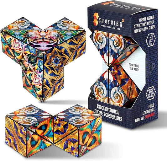 Shashibo Squared Shape Shifting Box – Next Generation XL STEM Puzzle Fidget Toy with Ultra Strong Magnets, Perfect Sensory Gift – Pairs w/All Shashibo Cubes (Atlantis)