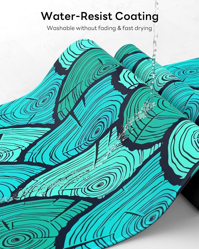 XL Gaming Mouse Pad, 31.5x17.5'' Large Desk Mat with Anti-Slip Rubber Base & Stitched Edges for Gaming, Office, Home - Annual Rings