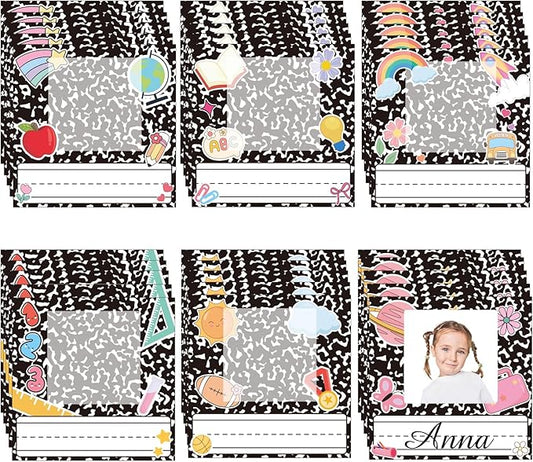 Starboling Black Name Tags,48 Pcs Adhesive Desk Nameplates,for Classroom Student School Supplies
