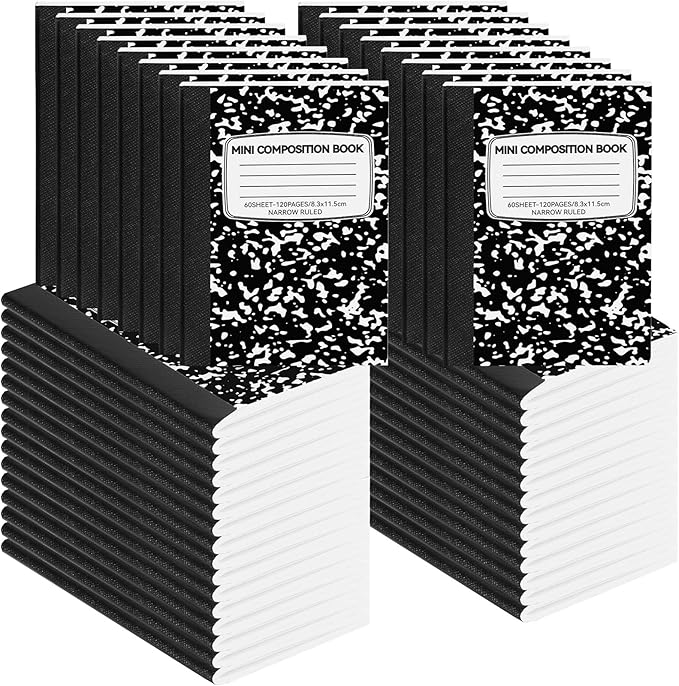 48 Pack Mini Composition Notebooks Bulk College Ruled Half Composition Notebook 4.5" x 3.25" Narrow Ruled Small Pocket Marble Journal 60 Sheets for Students Office School Supplies