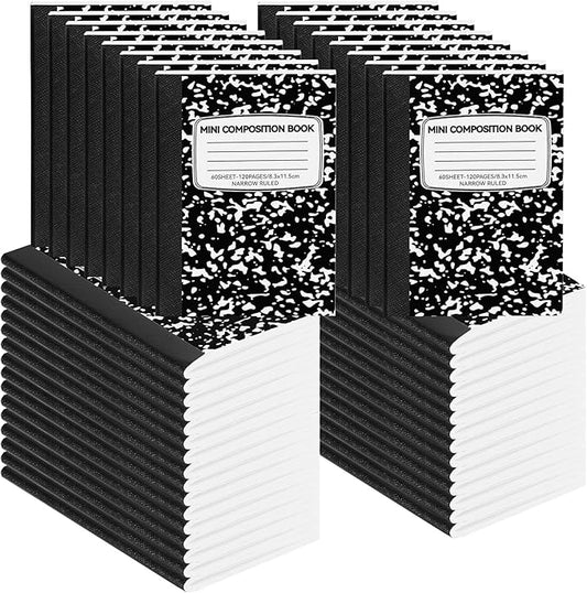 48 Pack Mini Composition Notebooks Bulk College Ruled Half Composition Notebook 4.5" x 3.25" Narrow Ruled Small Pocket Marble Journal 60 Sheets for Students Office School Supplies