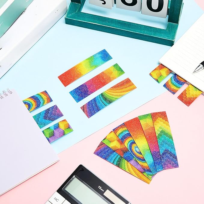 72 Pcs Anxiety Sensory Stickers Strips Adhesive Textured Mental Health Calm Stickers Mindfulness Fidget Decals Stress Anxiety Relief Items for Therapy Office Desk Counselor(Rainbow)